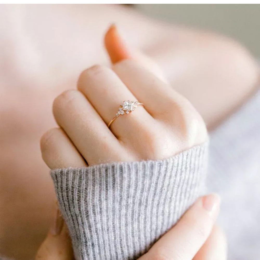 Pretty Yellow Gold Plated RingWomen Cubic Zirconia - Picture 4 of 5